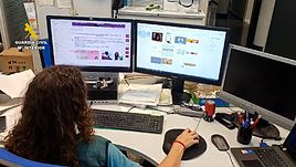 Una guardia civil durante la operación.