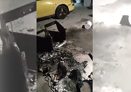 La actuación de los bomberos en el incendio.