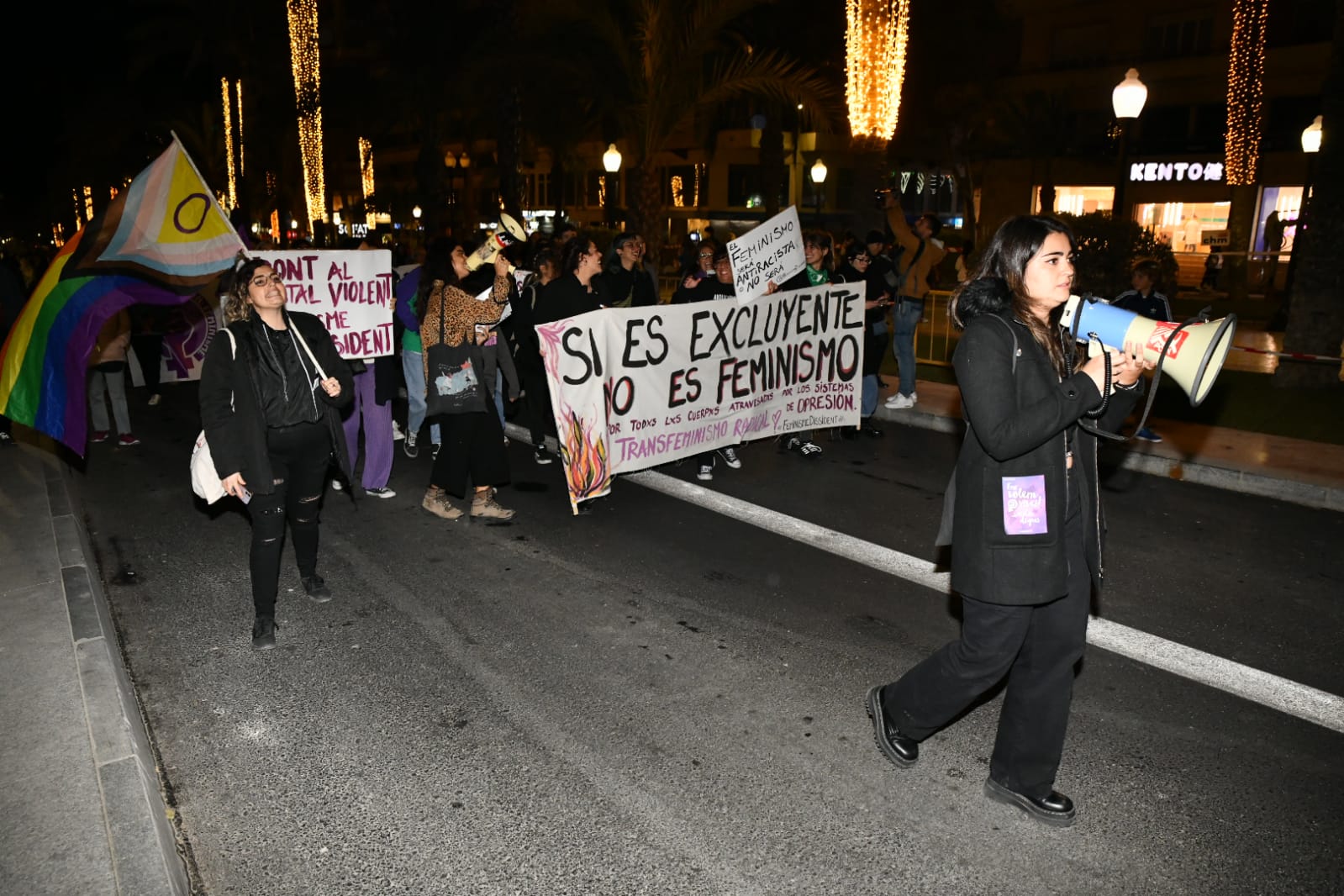 Marea morada y antorchas en las calles de Alicante