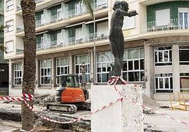 Trabajos en el fondo de saco en la Rambla de Méndez Núñez con la Explanada.