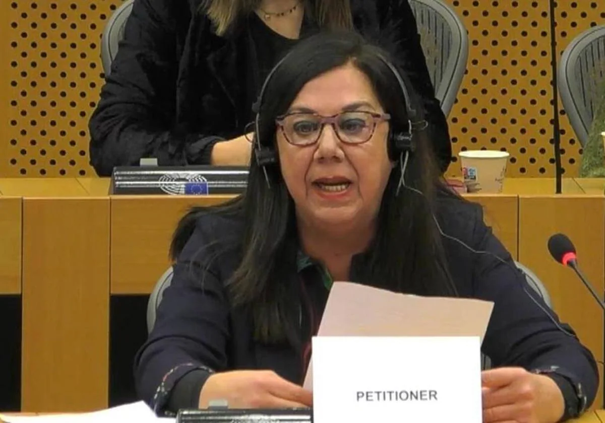 La exconcejal Lola Vílchez, durante su intervención en el Parlamento Europeo.