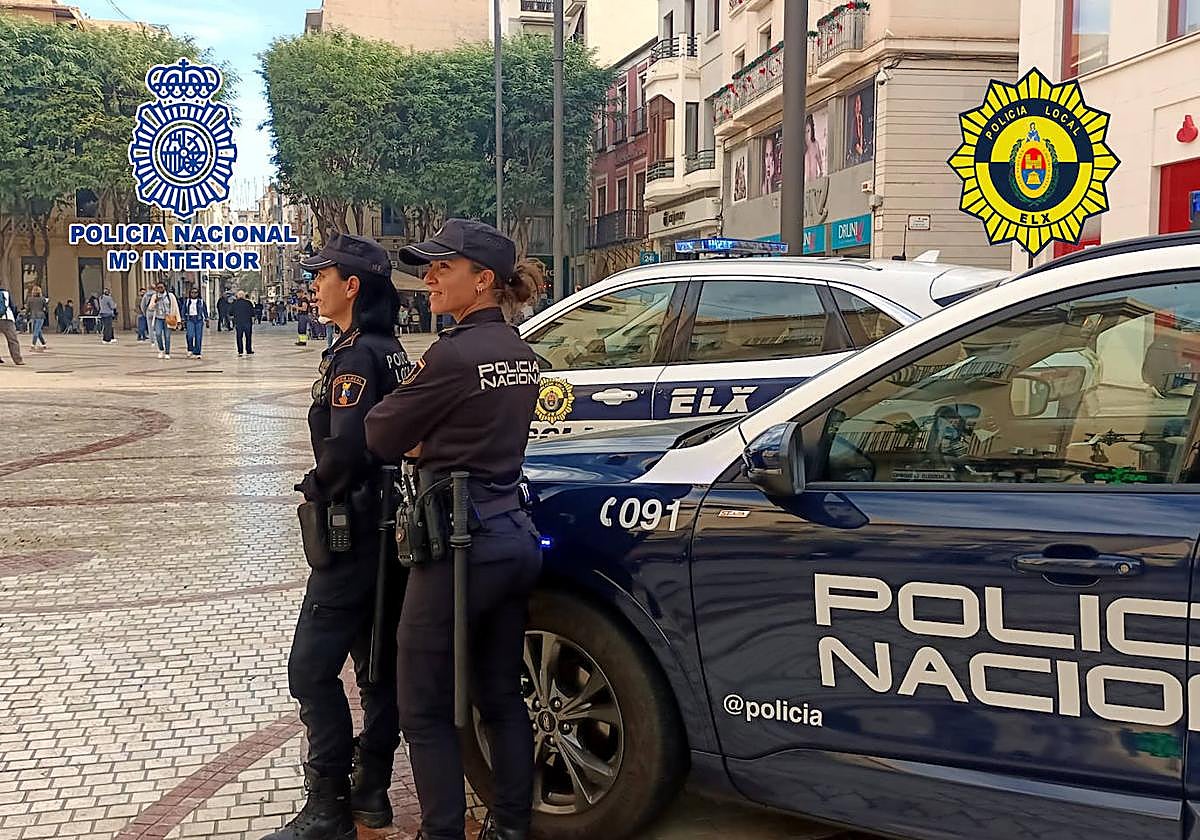 Policía Local y Nacional en Elche.