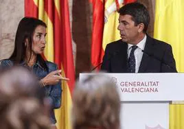 El presidente de la Generalitat, Carlos Mazón, y la consellera de Hacienda, Economía y Administración Pública, Ruth Merino.