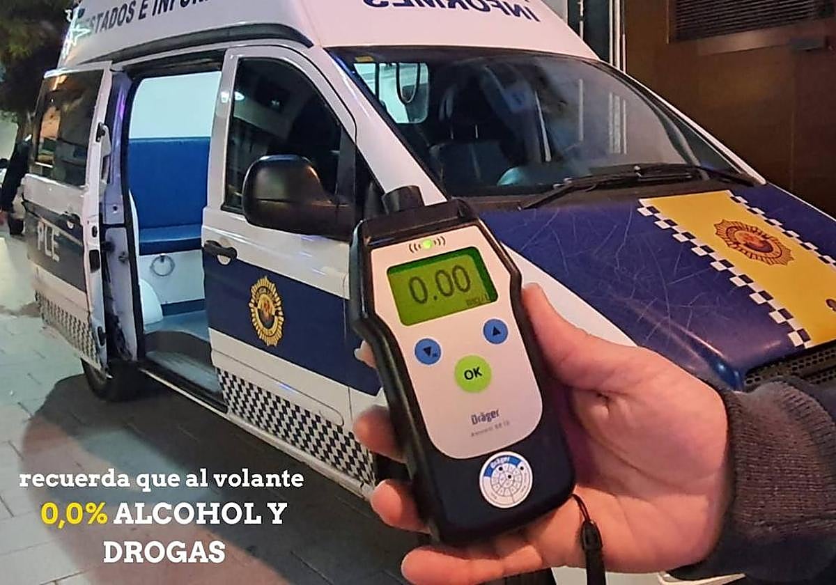 Control de alcoholemia de la Policía Local de Elda.