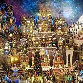 Un poblado de la Navidad en el salón de casa