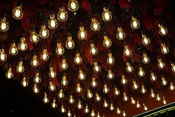 Bombillas encendidas en una vivienda.