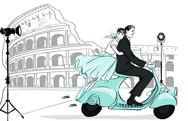 Ilustración de Audrey Hepburn en la película 'Vacaciones en Roma'. 