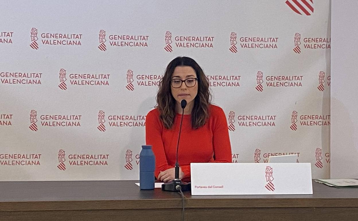 Aitana Mas, en la rueda de prensa posterior al Pleno del Consell. 