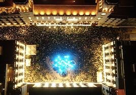 Vista aérea de la playa del Ayuntamiento de Alicante durante Nochevieja.