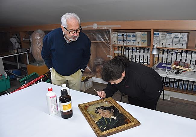 Proceso de restauración del 'Retrato de doña Teresa'.