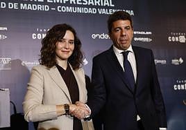 Ayuso y Mazón durante la I Cumbre Empresarial Comunitat Valenciana-Comunidad de Madrid.