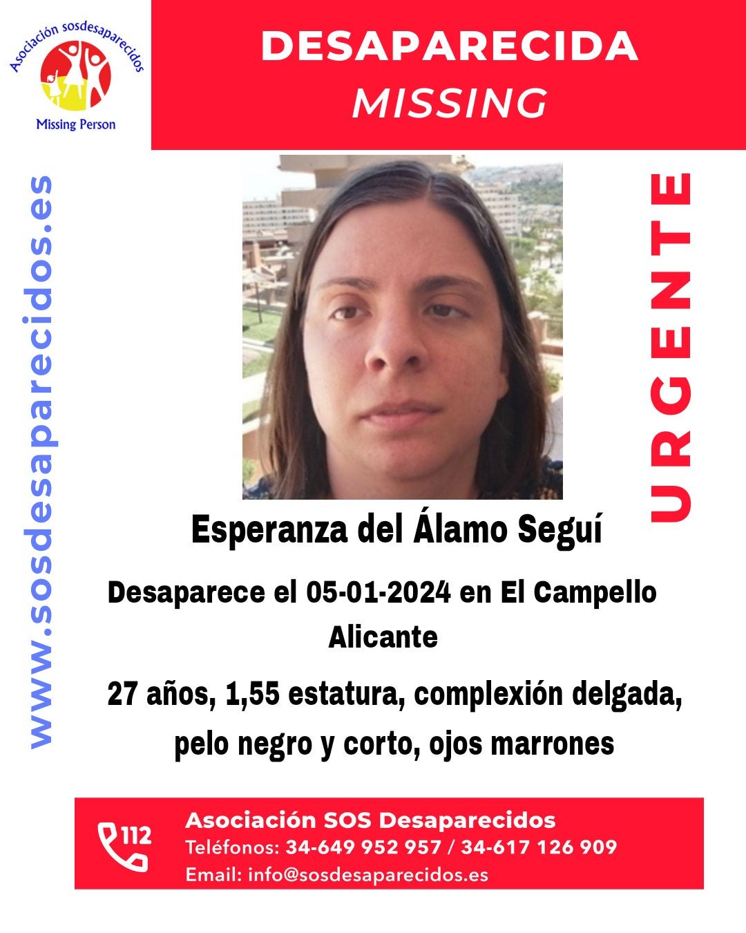 Alerta de la desaparición de Esperanza.