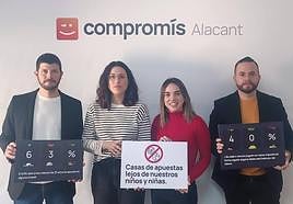 Miembros de Compromís presentan su campaña contra la ludopatía.