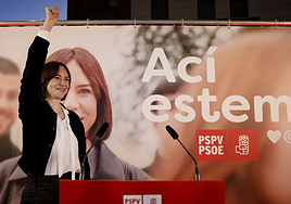 Diana Morant, este miércoles en la sede del PSPV-PSOE en Valencia.