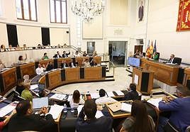 Los populares votando a favor en una imagen del pleno de la Diputación de Alicante.