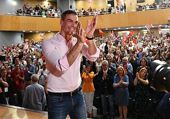 El presidente del Gobierno, Pedro Sánchez, en el mitín en el Paraninfo de la UA, anterior visita a la provincia.