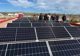 Placas solares instaladas en la cubierta de un colegio de Elche.