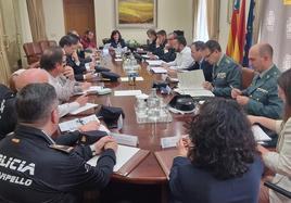 Imagen de la reunión con fuerzas de seguridad, administraciones e instituciones implicadas para coordinar los diferentes dispositivos.