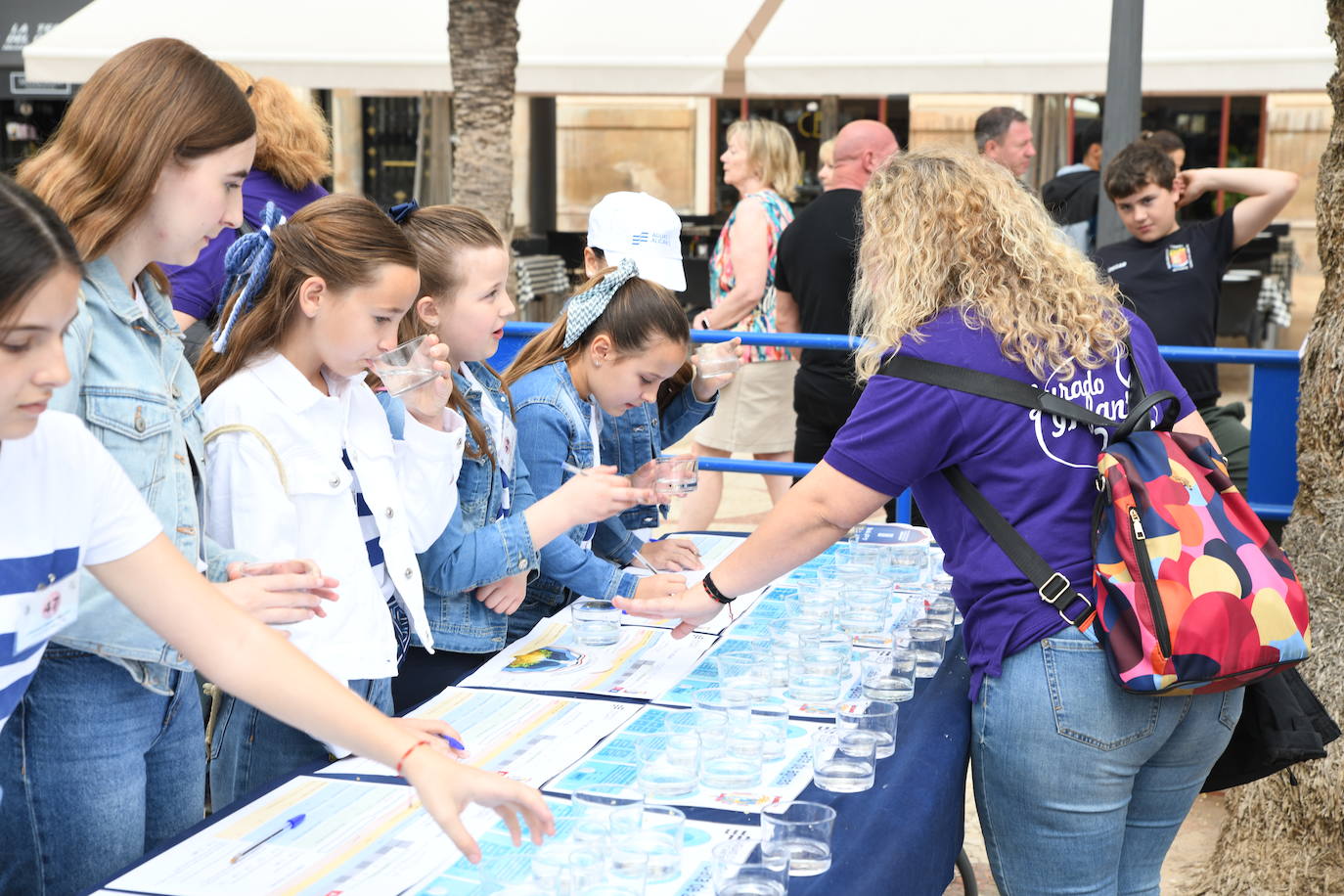 Las candidatas a Bellea del Foc realizan una cata de aguas a ciegas