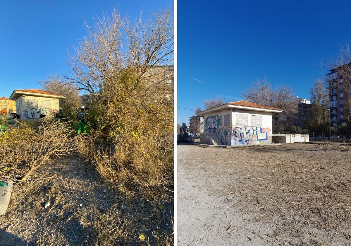 Imágenes del antes y el después de la actuación.