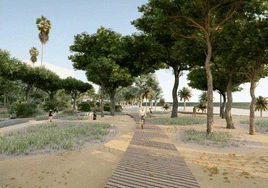Recreación del futuro parque en la playa.