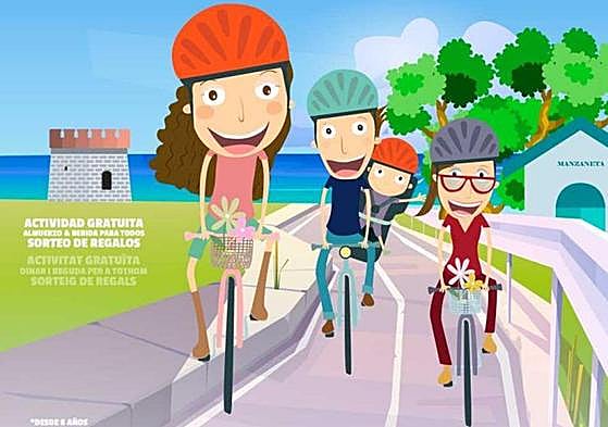 Cartel de la 'Volta a Bici' entre Sant Joan y El Campello.