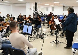 Ensayo de Virtuós Mediterrani antes de la grabación del disco de Celtas Cortos.