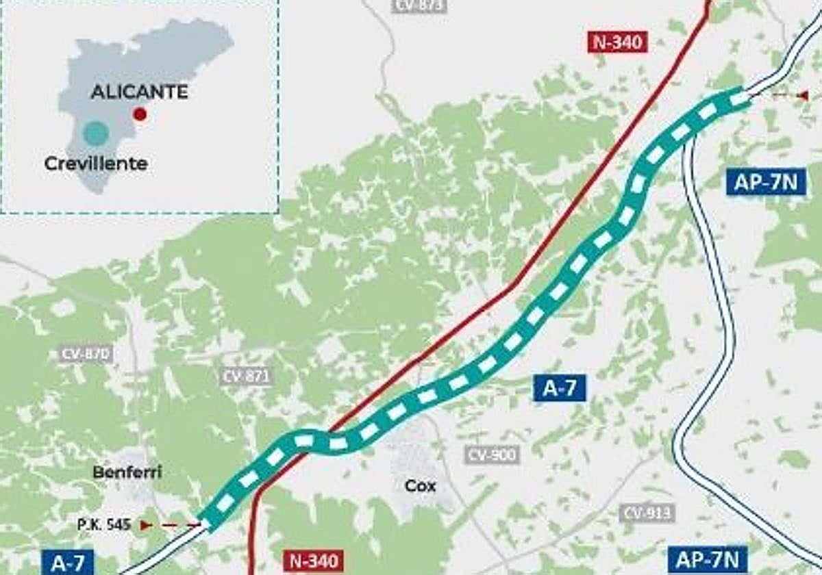 Mapa de situación de la obra de ampliación de la A-7.