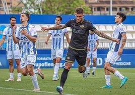 Danny Blum celebra el tanto de la victoria frente al Atlético Baleares.