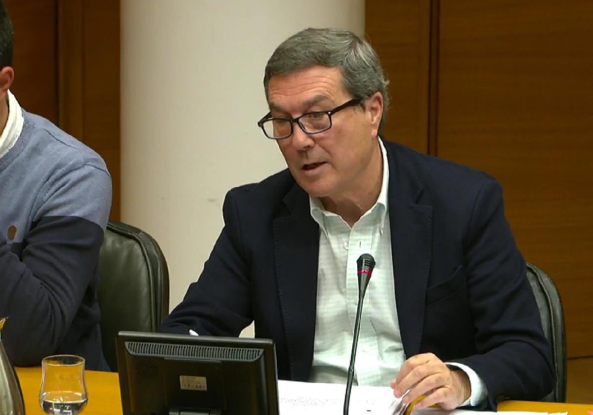 El conseller Marciano Gómez durante su comparecencia este lunes en Les Corts.