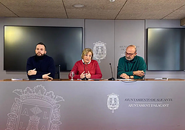 Rafa Mas -Compromís-, Ana Barceló -PSOE- y Manolo Copé -EU-.