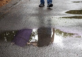 Reflejo de un charco de lluvia en Alicante.
