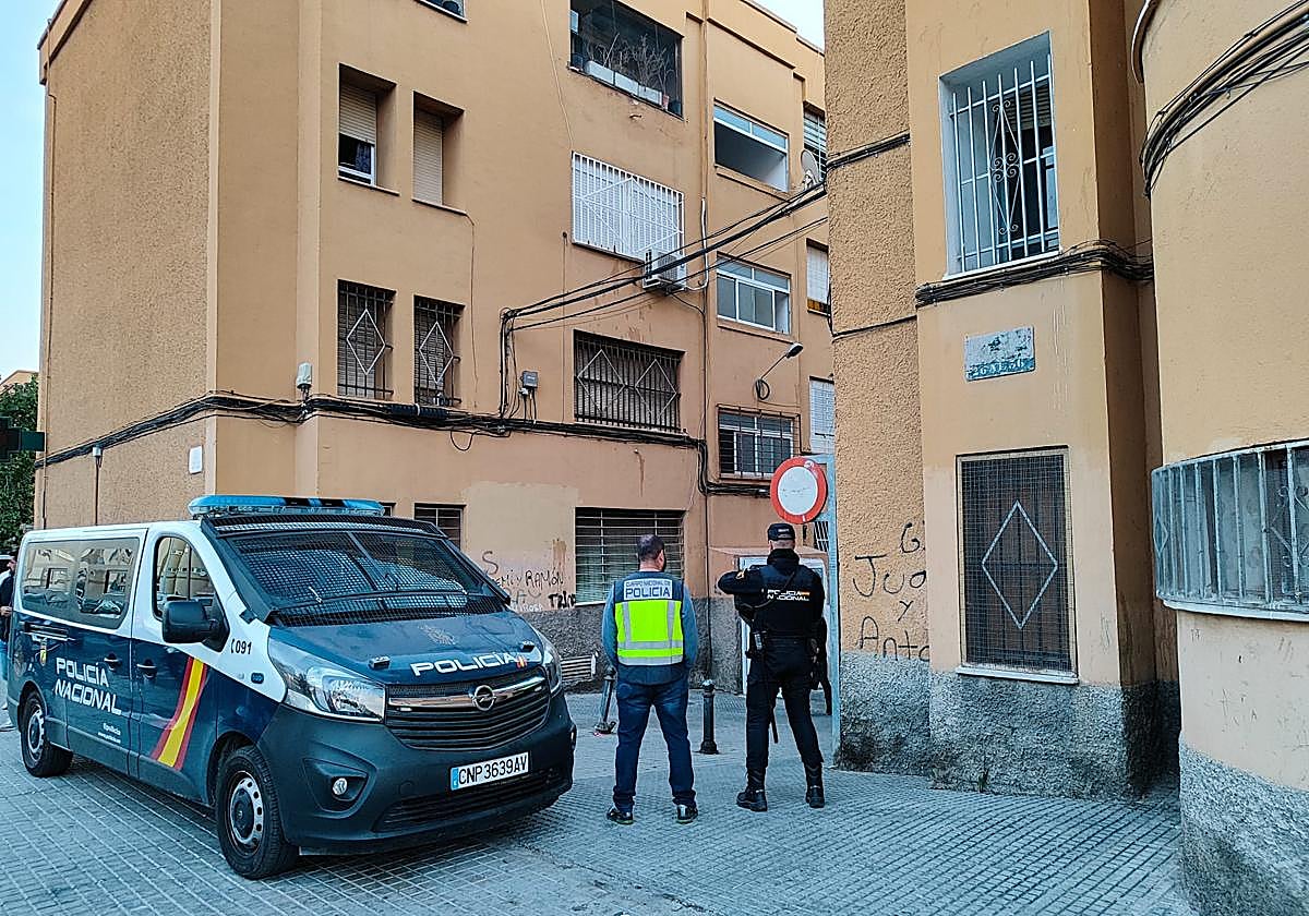Agentes de la Policía Nacional durante una intervención en el barrio de Los Palmerales.