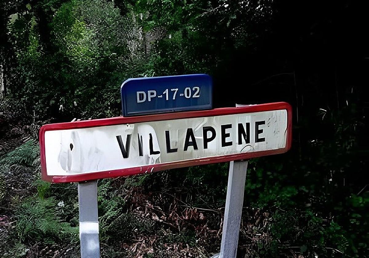 Cartel de la localidad de Villapene
