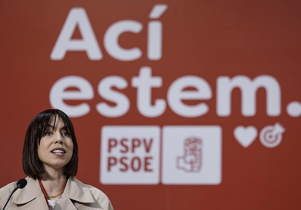 La secretaria general del PSPV, Diana Morant, este sábado en el comité nacional.