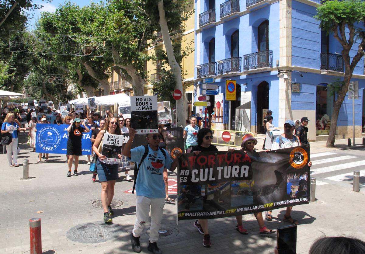 Manifestación animalista en Dénia contra els &#039;Bous a la mar&#039;