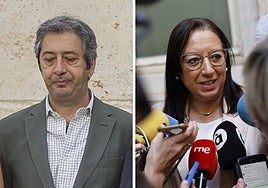 El vicepresidente primero del Consell, Vicente Barrera, y la presidenta de Les Corts, Llanos Massó.