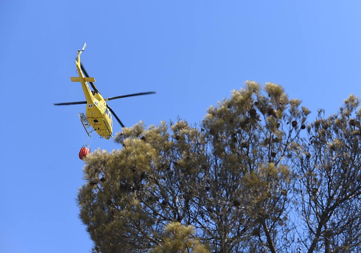 Medio aéreo de extinción luchando contra las llamas en Benasau.