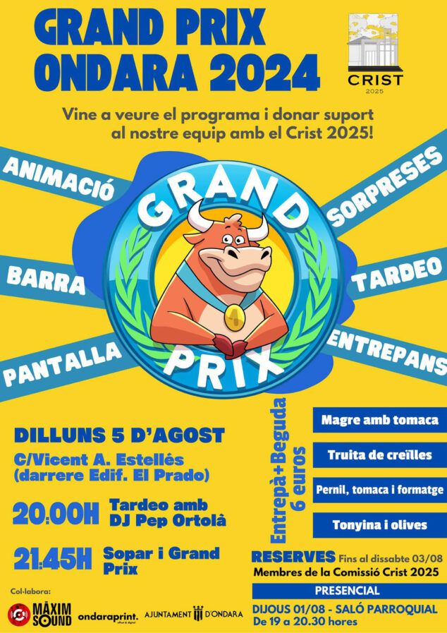 Cartel promocional para animar a los vecinos de Ondara en el 'Grand Prix'