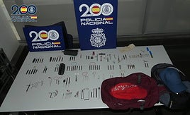 Objetos intervenidos durante el robo.