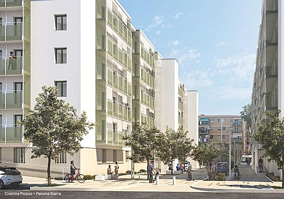 Recreación de las viviendas una vez sean rehabilitadas en el barrio de Virgen del Remedio.