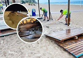 Los operarios trabajan en las playas de Dénia afectadas.