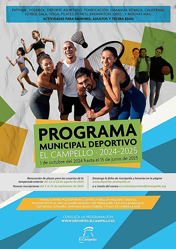 Cartel promocional del programa municipal deportivo de El Campello.