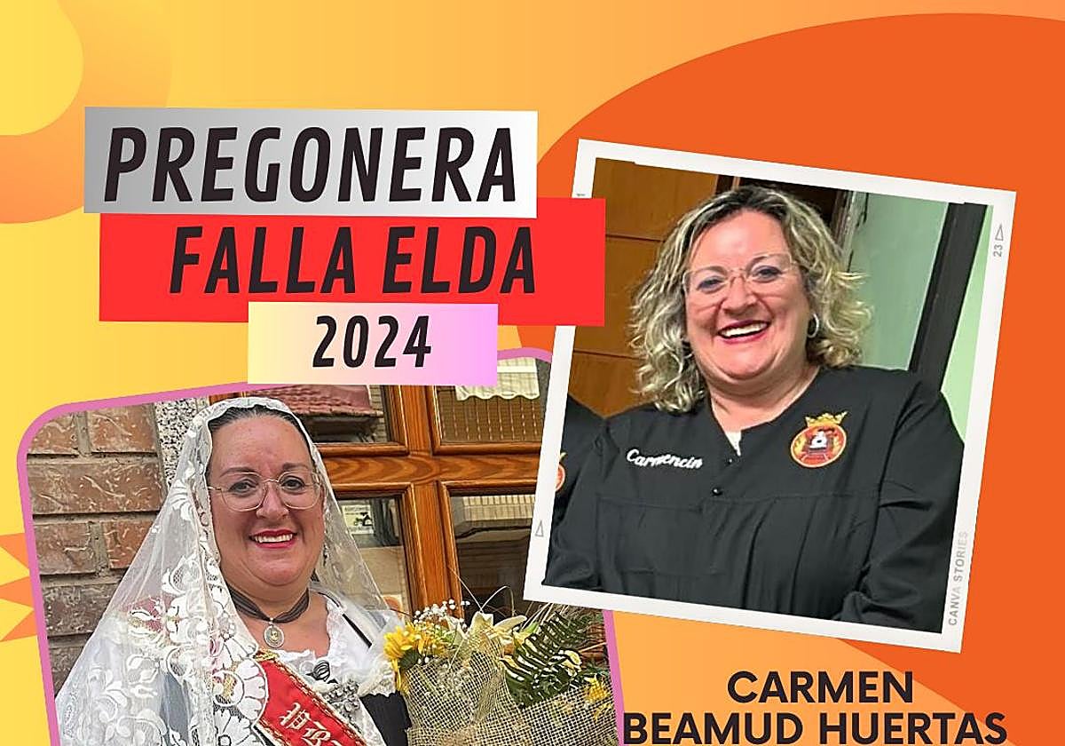 Cartel de presentación de la pregonera de las Fallas de Elda 2024.
