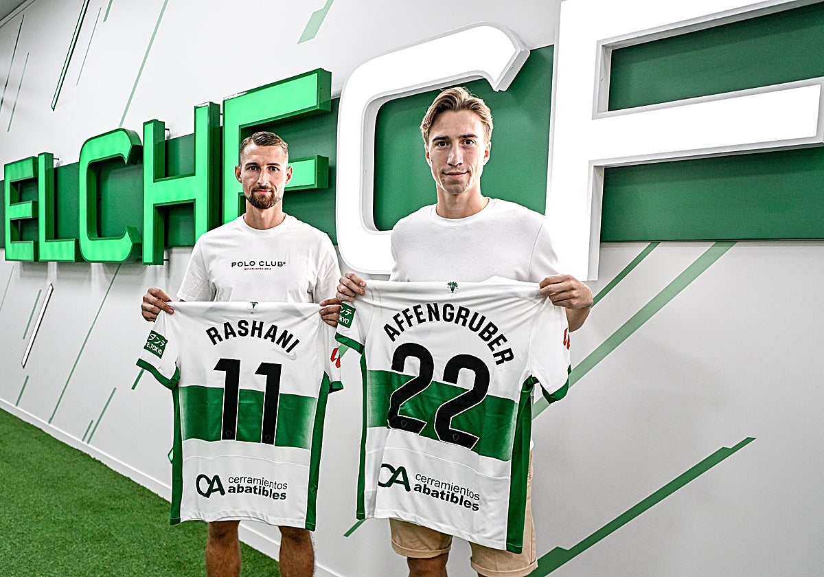 Rashani y Affengruber, en su puesta de largo como jugadores franjiverdes.
