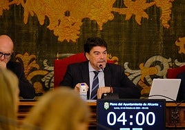 El alcalde de Alicante, Luis Barcala, durante su intervención.