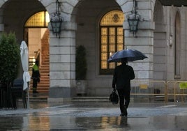 Una persona se protege de la lluvia con un paraguas.