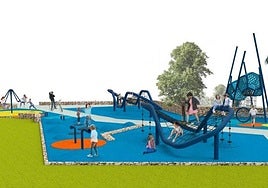 Recreación de los juegos infantiles instalados.