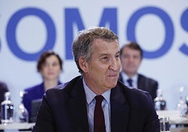 El líder del PP, Alberto Núñez Feijóo, durante la reunión de la Junta Directiva Nacional del partido en Madrid este lunes.