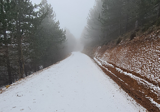 Nieve en la Sierra de Aitana este miércoles.